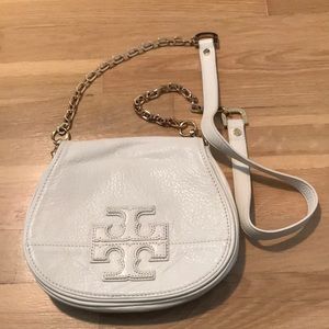 Tory Burch White Leather/Gold Chain Crossbody Bag